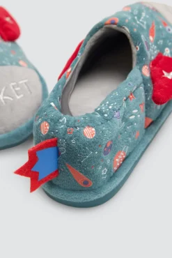 Zapatillas de casa infantiles cohete 3D con detalles espaciales