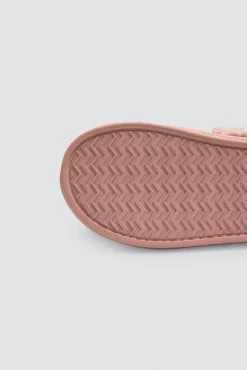 Zapatillas de casa mujer detalles pelo rosa