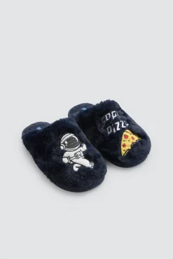 Zapatillas de casa pelo astronauta y pizza