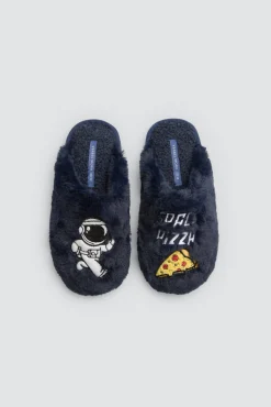 Zapatillas de casa pelo astronauta y pizza