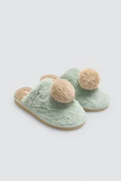 Zapatillas de casa pompones y pelo suave